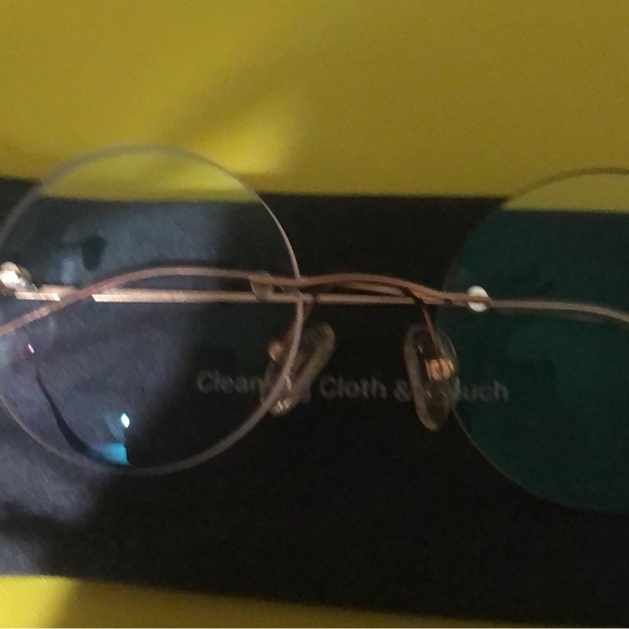 🆕 eyeglass Rimless frames Rose gold color round lenses - Picture 5 of 12